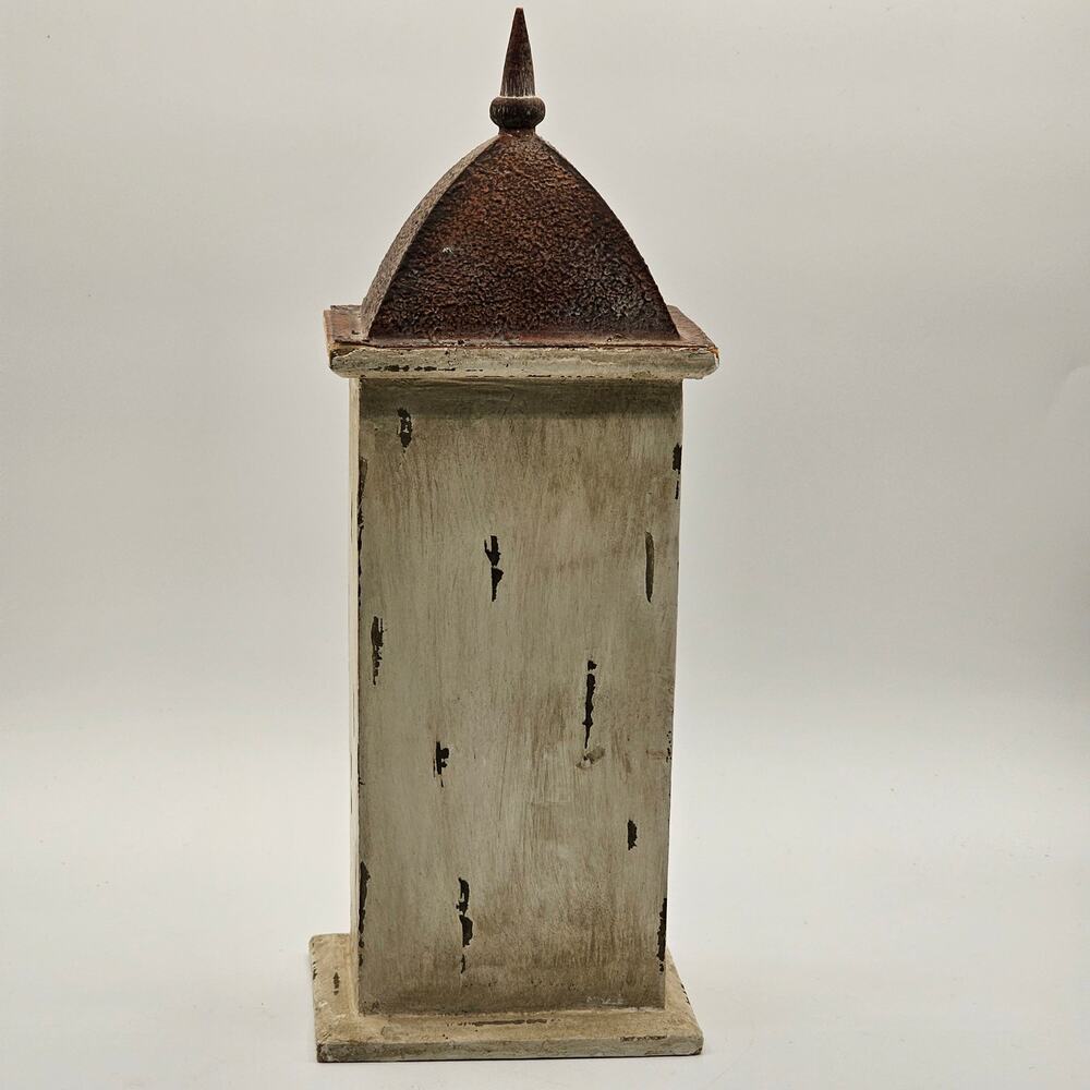 Garden Decor: Rustic Beige Bird House with Vintage Charm and Floral Accents - Picture 4 of 6